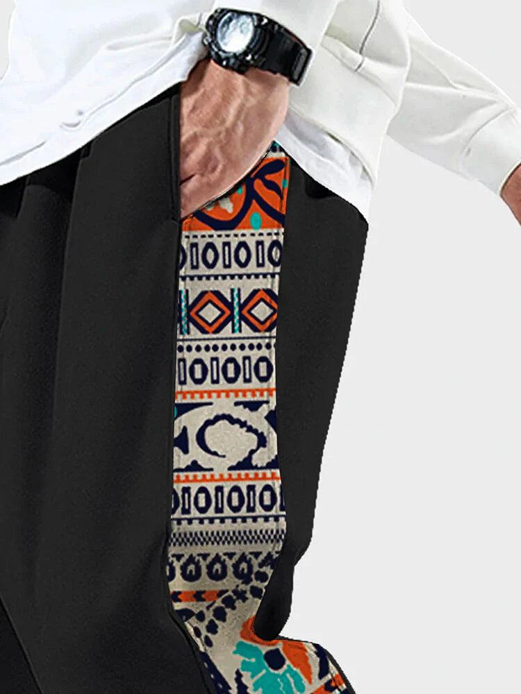 Black Side Print Jogger Breathable Casual Harem Pants